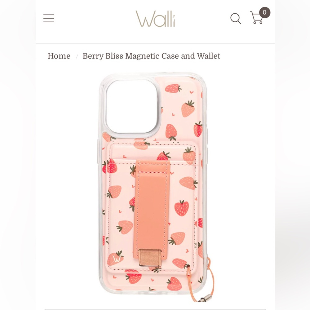 Walli Case : Strawberry Bliss Magnetic Case and Wallet for iPhone 13 Pro